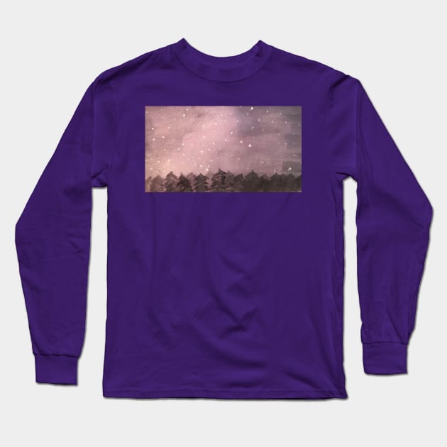 Purple galaxy Long Sleeve T-Shirt by GroovyArt